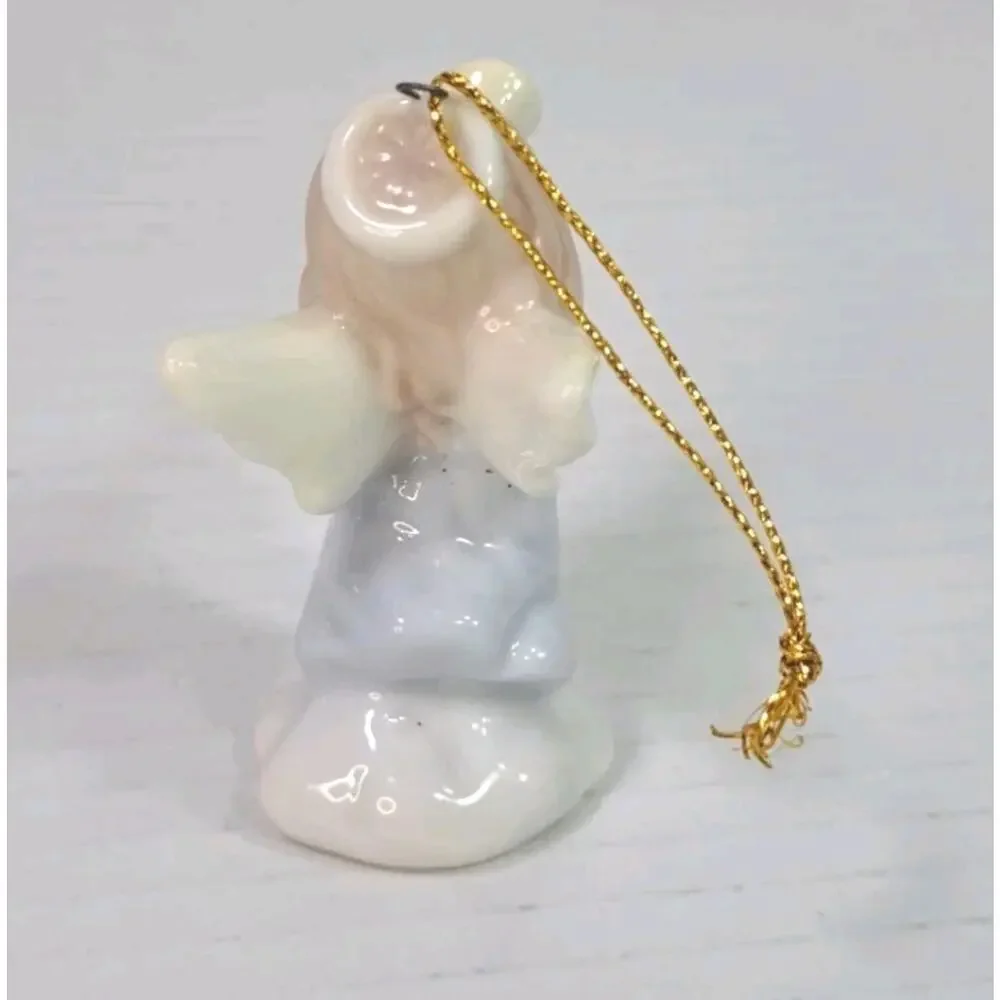 Precious Moments Nativity Holy Family 1997 & Angel Horn Girl Ornament Lot Enesco